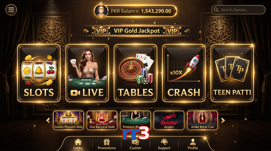 Main screen of Rr3 casino page for PK players